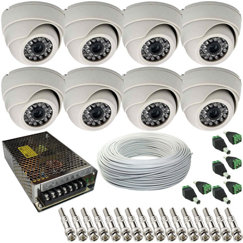 Câmera De Segurança Infra Dome Ahd 1.0mp - Kit 08 Câmeras