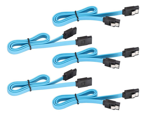 Set De 5 Cables Sata Iii Rectos 19 Pulgadas Azules