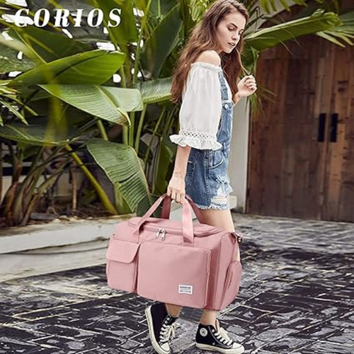 Bolso Deportivo Grande De Viaje Fútbol Impermeable Gimnasio Rosa Lisa