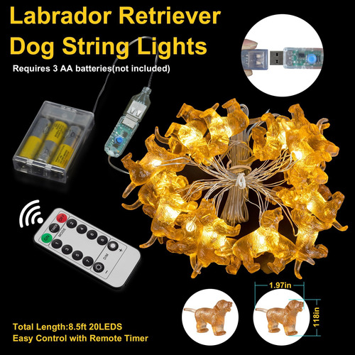 Luces De Cuerda Para Perros De Labrador Retriever, Luces De