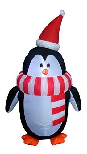 Pingüino Lindo Inflable Navideño De 4 Pies De Altura Con D