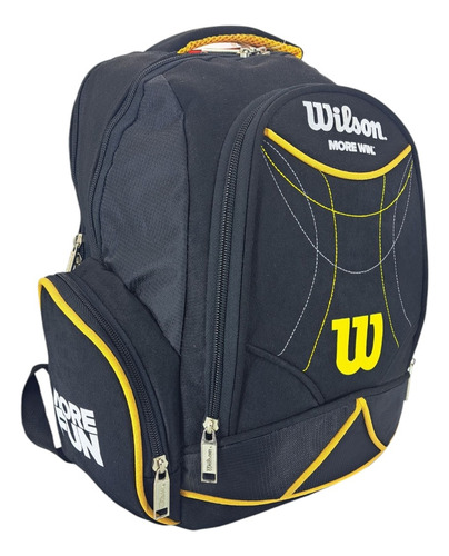 Mochila Escolar Wilson Casual Con 5 Compartimientos(if12794) Negro/amarillo Liso