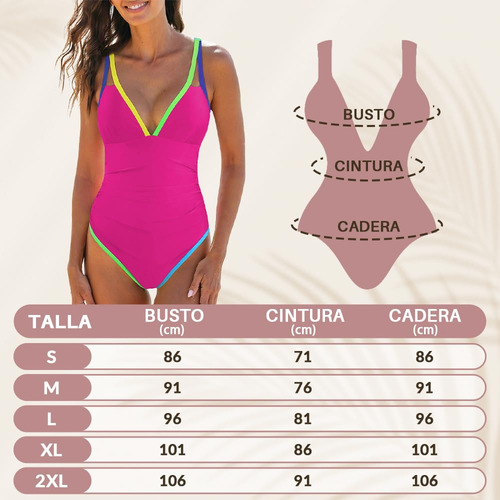 Bañador Una Pieza Para Mujer Traje Baño Con Bloques Color