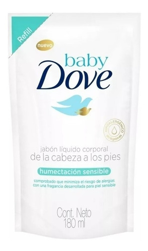 Dove Baby Jabon Liquido Humectacion Sensible 180ml(repuesto)