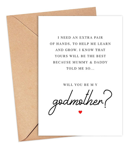 Will You Be My Godmother - Tarjeta De Bautizo - Padrino - Pa