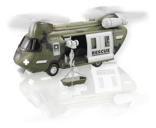 Helicóptero Militar De Juguete Con Luz Y Sonido Para Niños | Set De Transporte Con Soldados Y Tanque, Incluye Alfombra De Juego, Regalo 3+
