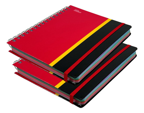 Cuaderno Forma Francesa Universitario Sport 200h Pd 2 Pzas Color Rojo-negro - raya y cuadro chico