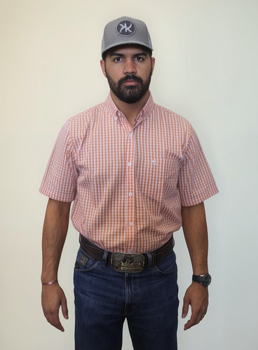 Camisa Keep Roping Mc Xadrez Laranja-6