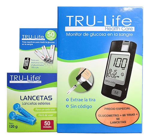 Of.glucometro Trulife + 60tiras+ 60 Lancetas