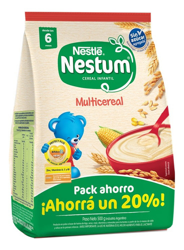Cereal Infantil Nestum Multicereal Sin Azucar Agregada X500g