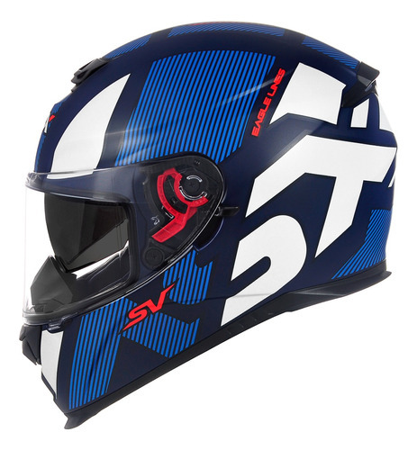 Capacete Asx Eagle Sv Lines Azul Branco Fosco Tamanho do capacete 58/M