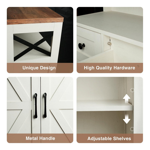 Credenza Recibidor Multiusos Para Sala Mesa Auxiliar Bufeter Blanco