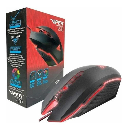 Mouse para jogo Patriot  Viper V530 preto e vermelho