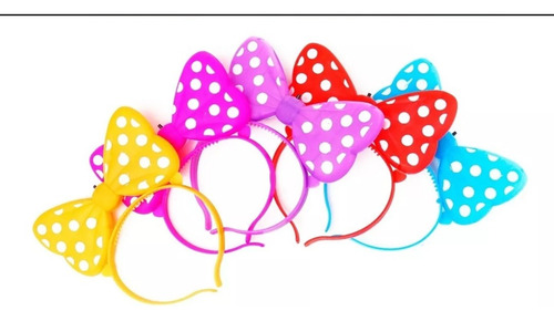 24 Diademas Luminosas Led Moño Mimi Minnie Colores Mini