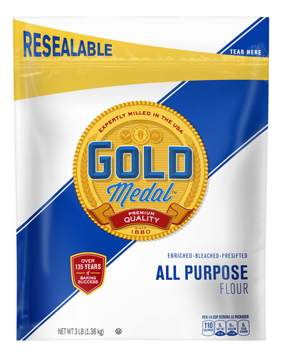 Gold Medal Harina Multiusos Bolsa Resellable De 3 Libras