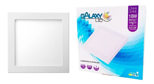 Plafon De Led Quadrado Sobrepor 18w 6500k Branco Frio Galaxy