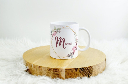 Taza Café Nombre Personalizado Vintage Retro Flores 11 Oz