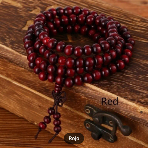 Pulsera Brazalete De Madera Color Rojo