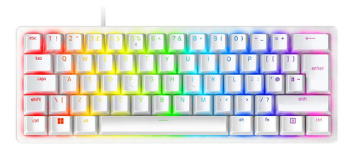 Teclado Gamer Óptico Razer Huntsman Mini Switch Vermelho Linear Formato 60% Mercury Branco