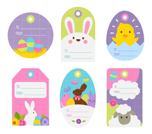 Kit Imágenes Digitales Etiquetas Pascua Easter Gift Tags