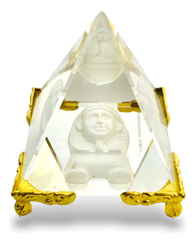 Piramide Egipto Cristal Vidrio Base Metal Dorada 5 Cm Envio