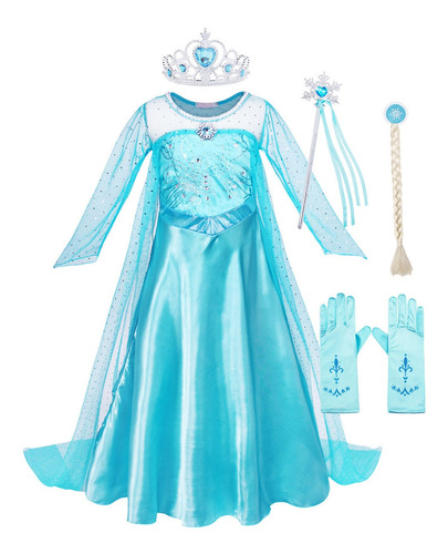 Disfraz Vestido Elsa Niña Cumpleaños Fiesta Día Del Niño