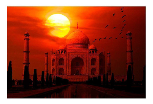 Vinilo 40x60cm Taj Mahal Templo India Viajes Turismo M2