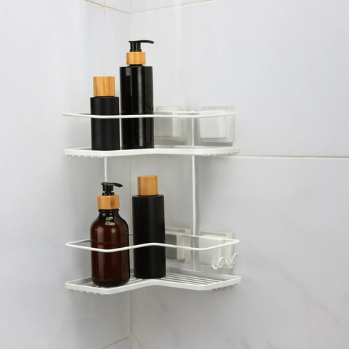 Porta Shampoo Duplo De Canto Fita Dupla Face 3m Cor Branco Sem Furos