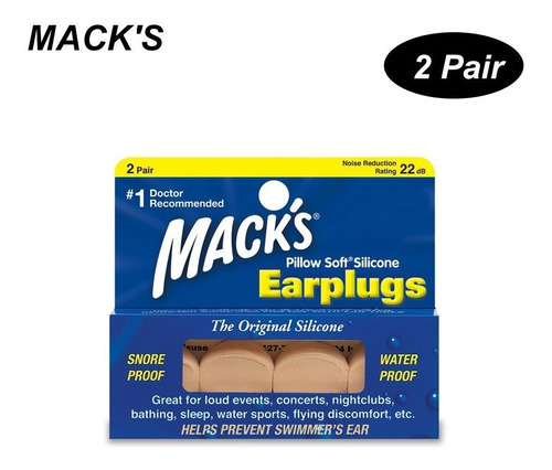 Mack's 2 Pares De Tampões De Ouvido De Silicone Anti-ruído P