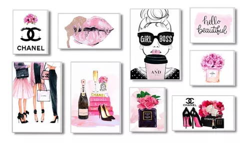 Cuadros Decorativos, Moda, Fashion, Girl Boss. Set De 9.