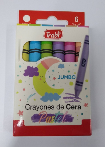 Crayones De Cera Trabi Jumbo Pastel Caja X 6 Unidades