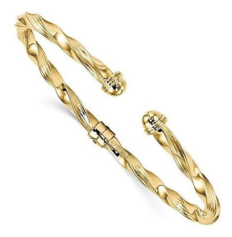 Arco Negro 4mm Joyería 14k Oro Amarillo Pulido Con Textura B