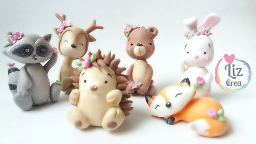 Animales Del Bosque Adorno En Porcelana Fria X6