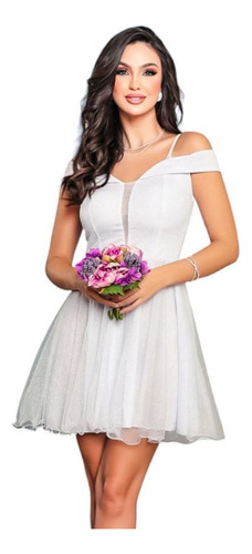 Vestido Debutante Festa Curto Rodado Brilho Várias Cores