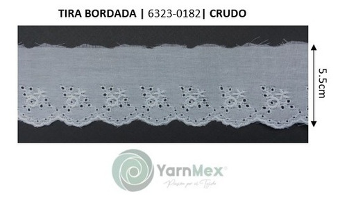 Tira Bordada 6323-0182 | Ancho 5.5cm | 13.71mts | Sin Plisar