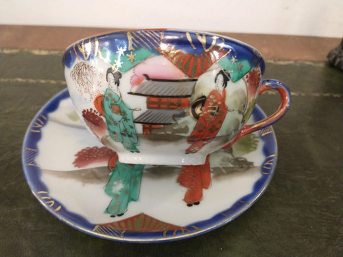 Imagen 4 de 9 de Antigua Taza De Té Porcelana Oriental Sello Rojo