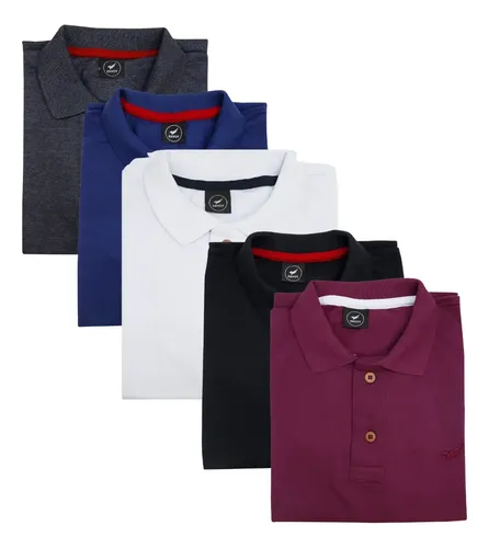 Kit 5 Polos Masculina Plus Size