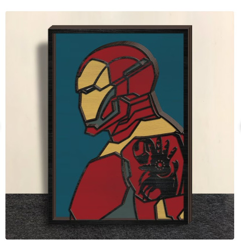Cuadro Decorativo Iron Man Perfil Multicapa En Madera Pqueño