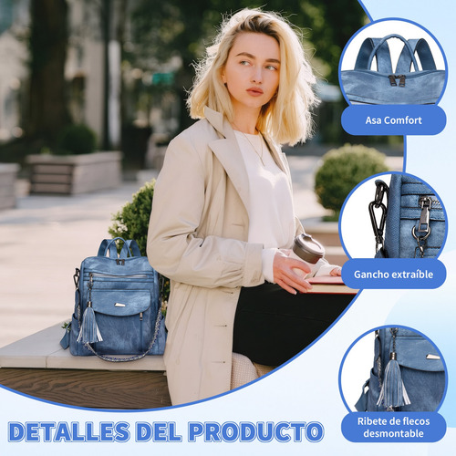 Mochila Bolsa Vintage Impermeable Antirrobo Cuero Artificial Pu Moda Viaje Escuela Trabajomujer Regalo Multiusos