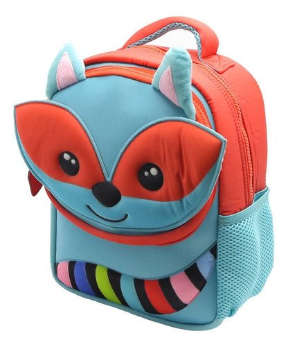 Mochila Espalda Mapache Para Jardín 11'' Fl211 Funny Land Color Rojo Diseño de la tela Liso