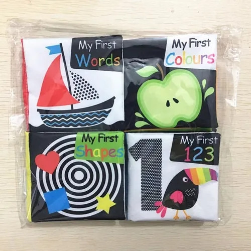 4 Piezas De Libros De Tela En Blanco Y Negro Para Bebés, Jug