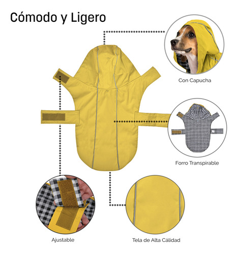 Impermeable Poncho Lluvia Para Perros Con Capucha Ch - Xxl Amarillo Grande