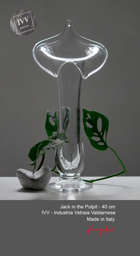 Florero Italiano Ivv Industria Vetraia Valdarnese. 40 Cm Transparente Lisa (Usado)