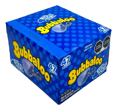 Chicle Bubbaloo Sabor Mora Azul Caja Con 47 Pzas