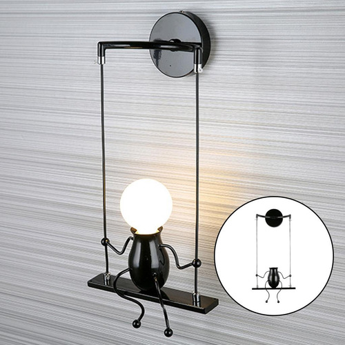 Luz De Pared De Villano De Hierro Forjado De Dibujos Negro