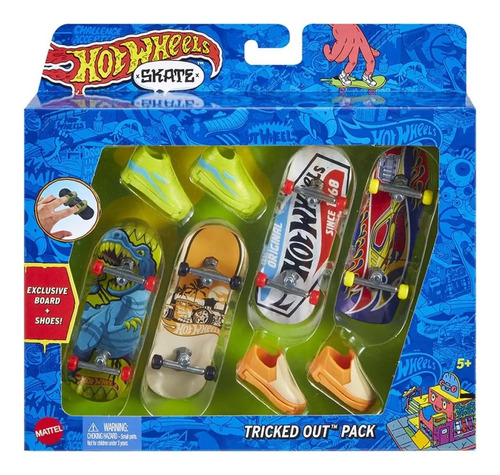 Pack de 4 diapasones y zapatos Skate Dedo Hotwheels, Hgt84, colores surtidos