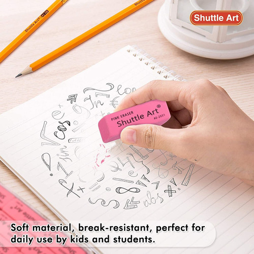 Pink Erasers, Shuttle Art 120 Pack Pink Erasers Bulk For Sch