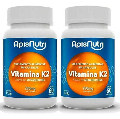 Vitamina K2 Mk7 130mcg 2x 60 Cápsulas 200% I D R Máximo1/dia Sabor Sem Sabor
