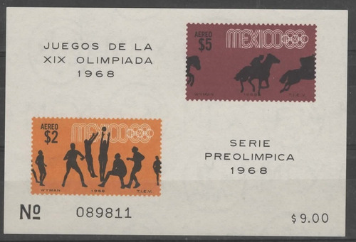 México Olimpiadas 1968 Hojita Preolímpica Equitación Voleyb 