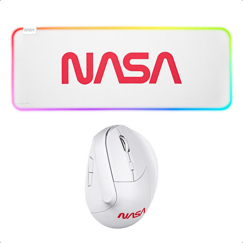 Kit Nasa Mouse Ergonomico Inalámbrico Mousepad Pro Rgb